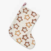 Creme White Stars Weihnachten Großer Weihnachtsstrumpf (Vorderansicht (hängend))