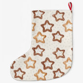 Creme White Stars Weihnachten Großer Weihnachtsstrumpf (Rückseite)