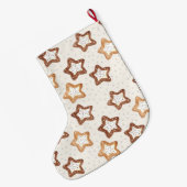 Creme White Stars Weihnachten Großer Weihnachtsstrumpf (Rückseite (Hängend))