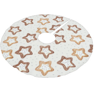 Creme White Stars Weihnachten Polyester Weihnachtsbaumdecke