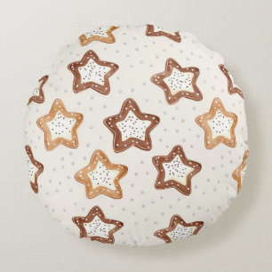 Creme White Stars Weihnachten Rundes Kissen