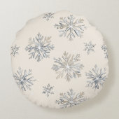 Creme White Stars Weihnachten Rundes Kissen (Rückseite)