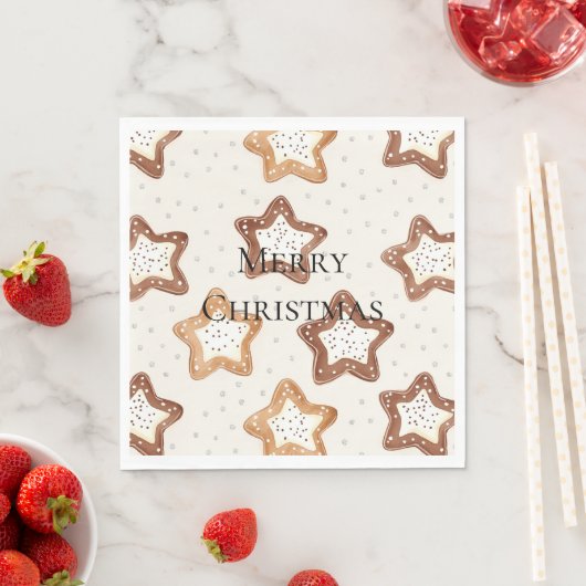 Creme White Stars Weihnachten Serviette (Beispiel)