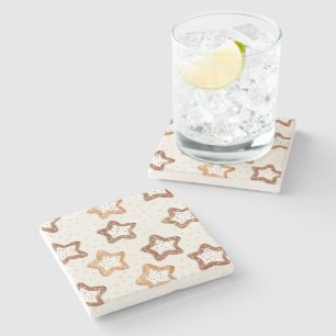 Creme White Stars Weihnachten Steinuntersetzer