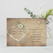 Creme white Wedding Rose Postcard Einladung (Stehend Vorderseite)