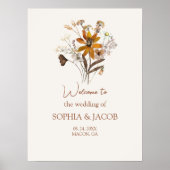 Creme Wildblume Boho Hochzeit im Herbst Willkommen Poster (Vorne)