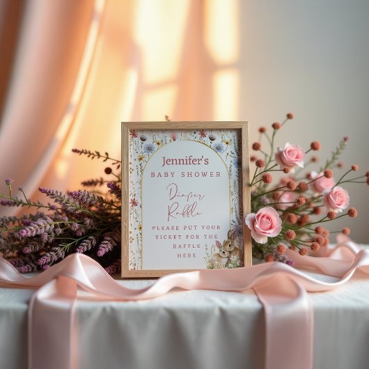 Creme-Wildblume Bunny Rustic Diaper Raffel Poster