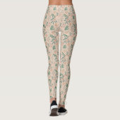 Creme Winter Botanical Pattern Leggings (Rückseite)