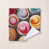 Creme Wirbel Badhandtuch Set (Waschlappen)