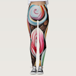 Creme Wirbel Leggings