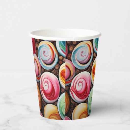 Creme Wirbel Pappbecher (Rechts)