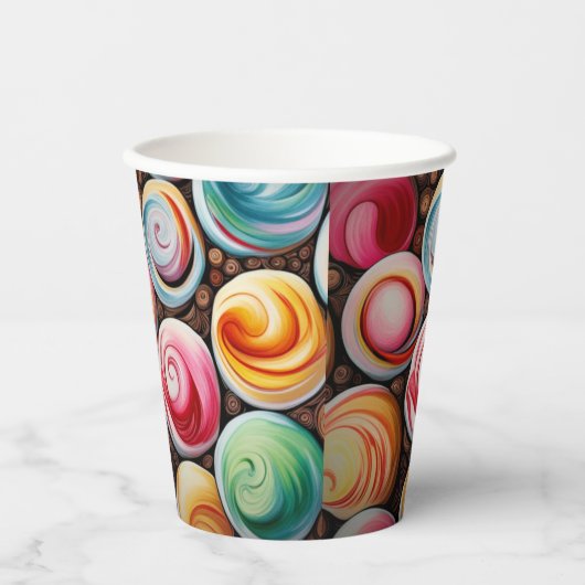 Creme Wirbel Pappbecher (Vorderseite)