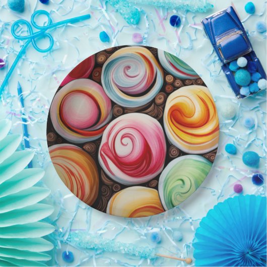 Creme Wirbel Pappteller (Party)