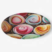 Creme Wirbel Pappteller (Schrägansicht)