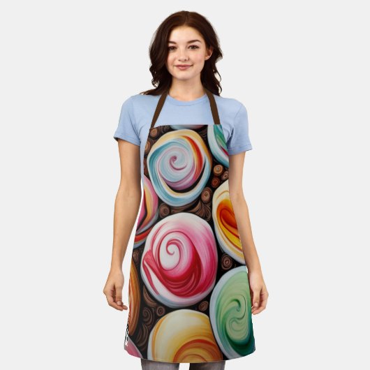 Creme Wirbel Schürze (Getragen)