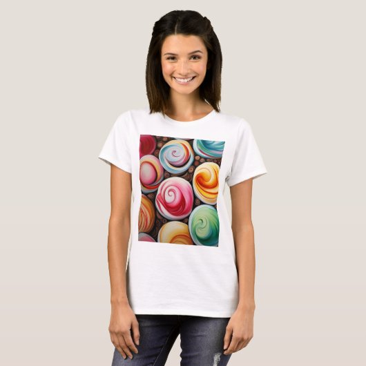 Creme Wirbel T-Shirt (Vorne ganz)