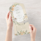 Creme & Yellow Boho All In One Einladung (Abreißen)