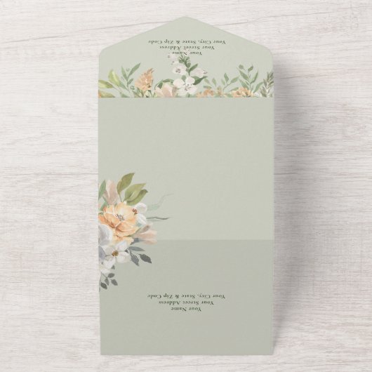 Creme & Yellow Boho Blumenkohl Grünes Abendessen All In One Einladung (Außenbereich)