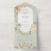 Creme & Yellow Boho Blumenkohl Grünes Abendessen All In One Einladung (Innen Boden)