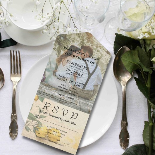 Creme Yellow Lemon Green Orchard Foto All In One Einladung