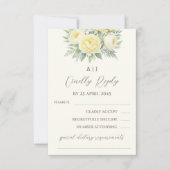 Creme Yellow Peony Rose Floral Wedding RSVP Card Karte (Vorderseite)