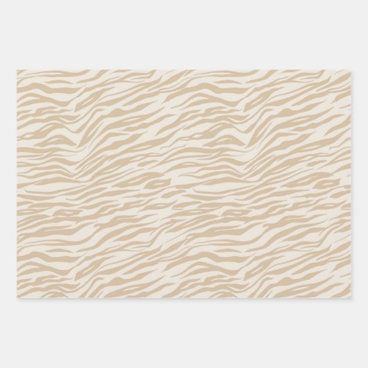 Creme Zebra Print Geschenkpapier Set (Vorderseite)