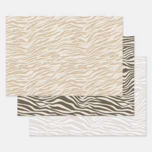 Creme Zebra Print Geschenkpapier Set