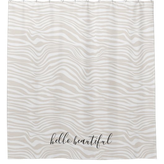 Creme Zebra Print personalisiert Duschvorhang (Vorderseite)