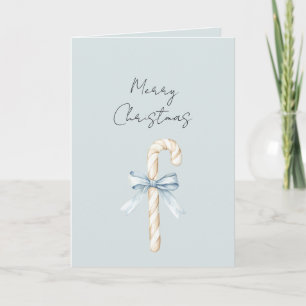 Creme-Zuckerstangen Blaue Schleife Weihnachten Karte