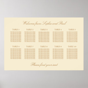 Cremebeige 10 Tisch Hochzeit Sitzordnung Poster