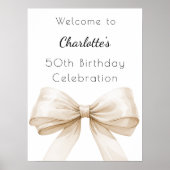 Cremebeige mit weißem Bugbogen Begrüßung Poster (Vorne)