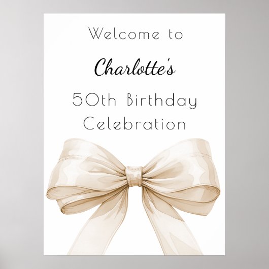 Cremebeige mit weißem Bugbogen Begrüßung Poster (Vorne)