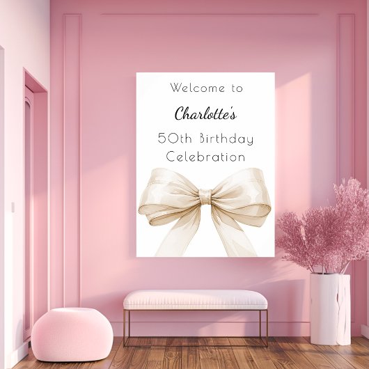 Cremebeige mit weißem Bugbogen Begrüßung Poster