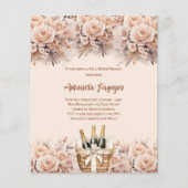 Cremebeige Rose Bubbly Brautparty-Einladung (Vorderseite)