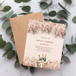 Cremebeige Rose florieren Geburtstagsfeier<br><div class="desc">Eine moderne,  stilvolle und glamouröse Einladung zu einer Geburtstagsfeier. Creme,  pfirsichfarbener Hintergrund,  mit einem Korb mit Flöten dekoriert,  Schaumweinflaschen und beige cremefarbene Blume. Personalisieren Sie Ihre Party-Daten und fügen Sie sie hinzu. 1 Blatt = 1 Einladung mit Druckkante bis Kante.</div>