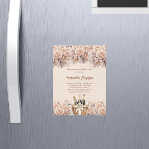 Cremebeige Rose mit Schaumbrunch Brautparty Magneteinladung