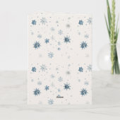 Cremeblaue Schneeflocken-Christbaum Karte (Rückseite)