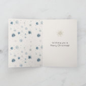 Cremeblaue Schneeflocken-Christbaum Karte (Innenseite)