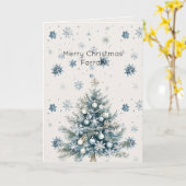 Cremeblaue Schneeflocken-Christbaum Karte (Gelbe Blume)