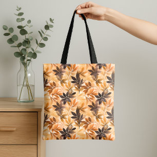 Cremebraun, braunes Herbstlaub Wasserfarbenmuster Tasche