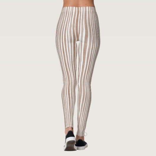 Cremebraun gestreift leggings (Rückseite)