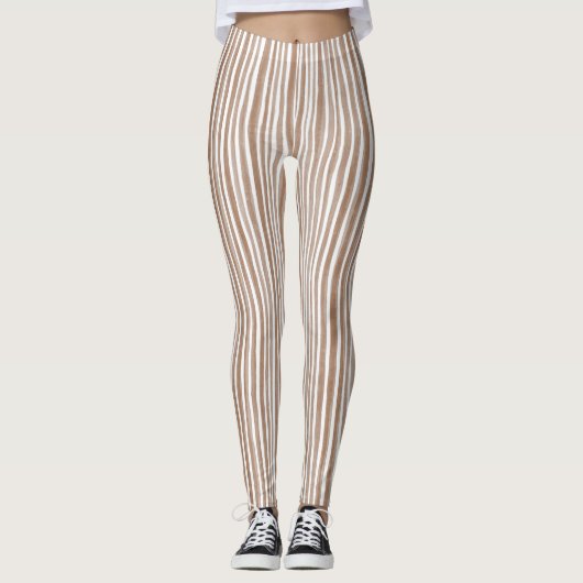 Cremebraun gestreift leggings (Vorderseite)