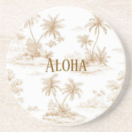 Cremebraune Aloha-Tropeninsel-Palmen Getränkeuntersetzer