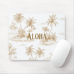 Cremebraune Aloha Tropische Insel Palmen Mousepad