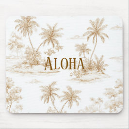 Cremebraune Aloha Tropische Insel Palmen Mousepad