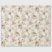 Cremebraune Blumen Geburtstag Geschenkpapier (Flach)