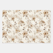 Cremebraune Blumen Geburtstag Geschenkpapier Set (Vorderseite 2)
