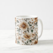 Cremebraune Blumen Kaffeetasse (VorderseiteRechts)