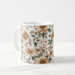 Cremebraune Blumen Kaffeetasse