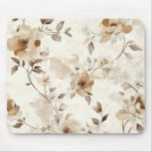 Cremebraune Blumen Mousepad (Vorne)